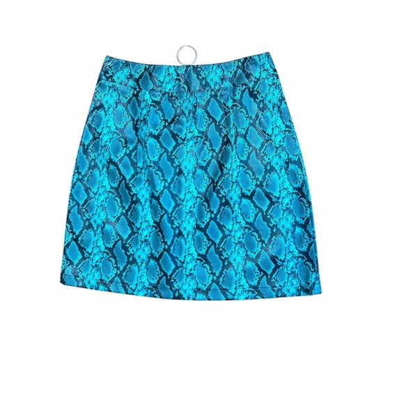 Tiger Mist Faux Snakeskin Mini Skirt Size XS NEW Blue Snake - Picture 2 of 8